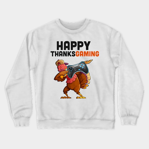 Happy Thanksgiving Video Game Dabbing Turkey Gamer Crewneck Sweatshirt by skylervario